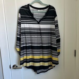 Cato Black and Yellow Patterned Tunic